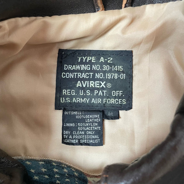 Avirex Type A2 Leather Flight Bomber Jacket (Vintage)